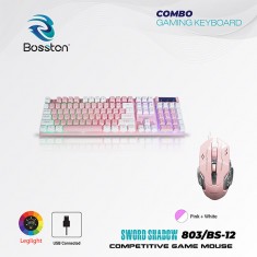 Combo Phím Chuột Bosston 803 BS12 - Màu trắng hồng